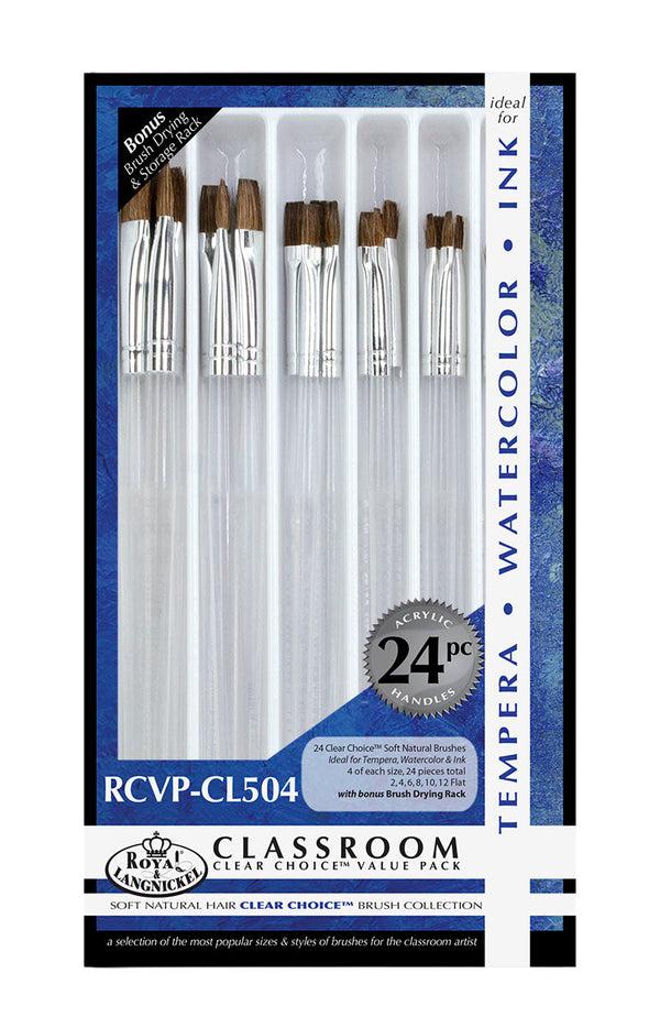 royal and langnickel RCVP-CL504 | Clear Choice 24pc Natural Hair Flat Brush Set