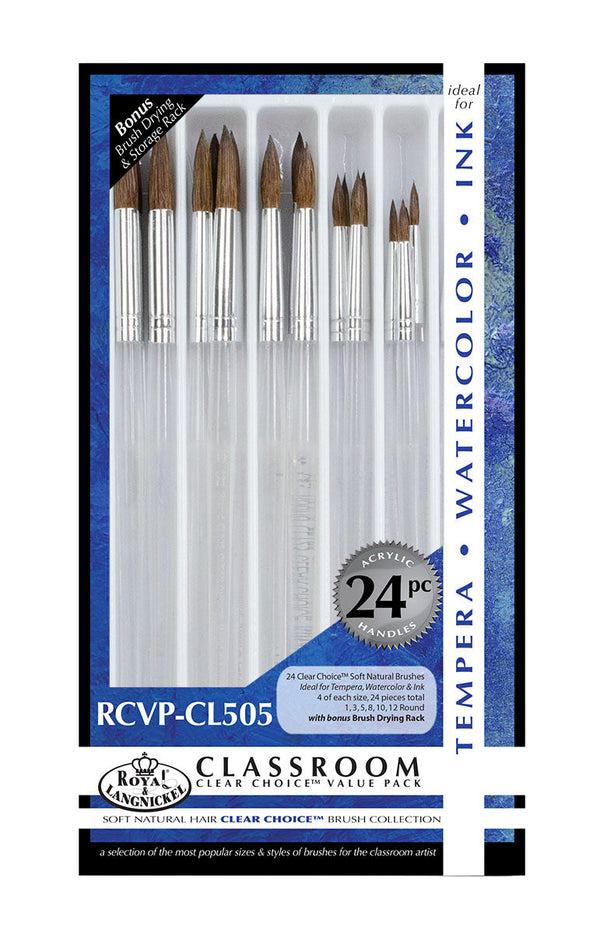 royal and langnickel RCVP-CL505 | Clear Choice 24pc Natural Hair Round Brush Set