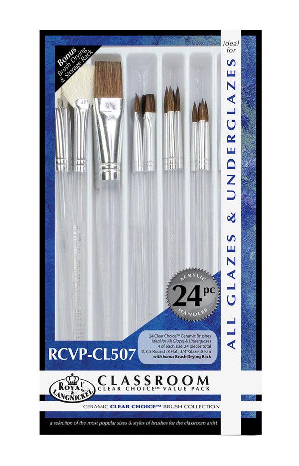 royal and langnickel RCVP-CL507 | Clear Choice Ceramic Short Handle Combo Brush Set