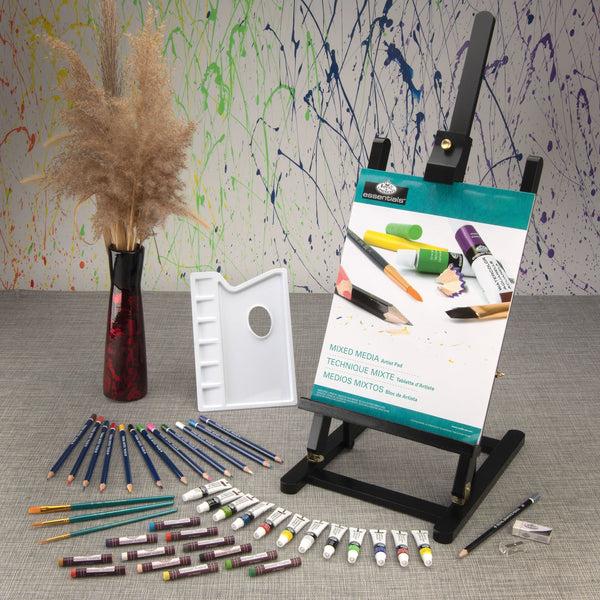 Royal And Langnickel REA5740 | Essentials™ 45pc Black Series Mixed Media H-Frame Easel Art Set