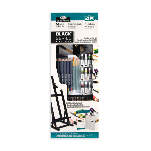 royal and langnickel REA5740 | essentials™ 45pc Black Series Mixed Media H-Frame Easel Art Set royal and langnickel REA5740 | essentials™ 45pc Black Series Mixed Media H-Frame Easel Art Set