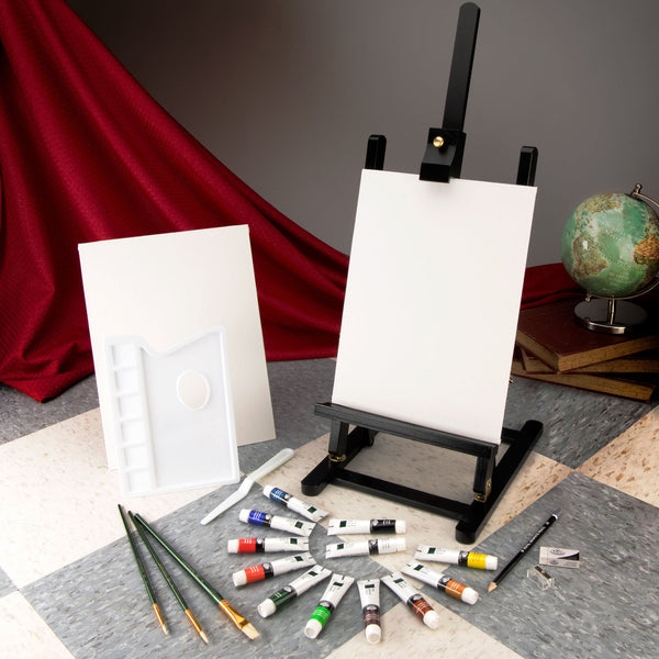 Royal And Langnickel REA5743 | Essentials™ 23pc Black Series Oil Paint H-Frame Easel Art Set