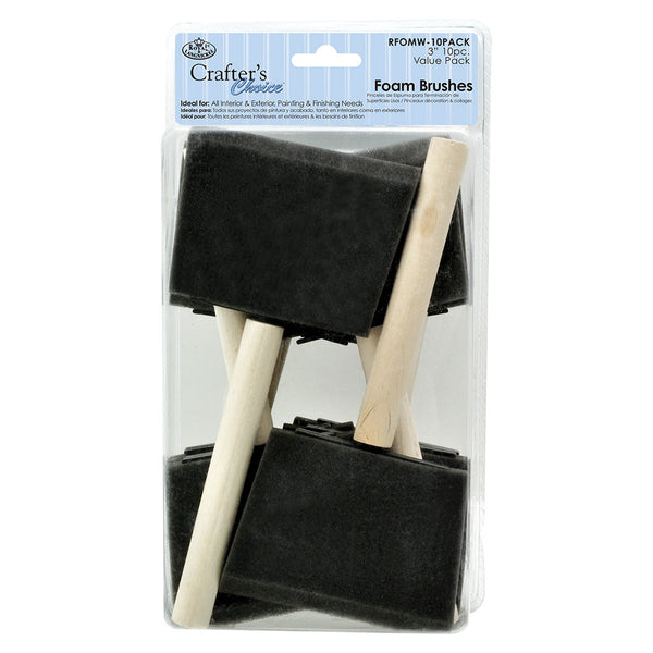 royal and langnickel RFOMW-10PACK | Crafter's Choice™ 10pc 3" Foam Brush Set