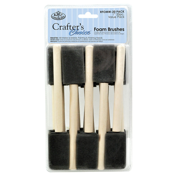 royal and langnickel RFOMW-20 PACK | Crafter's Choice™ 20pc 1" Foam Brush Set