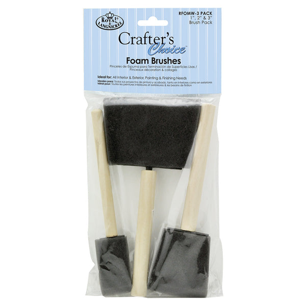 royal and langnickel RFOMW-3 PACK | Crafter's Choice™ 3pc 1-3" Foam Brush Set
