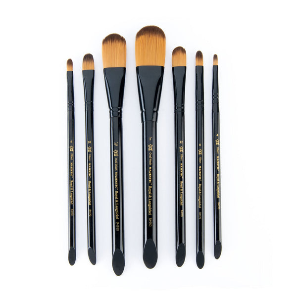 Royal And Langnickel RMAJ-302 | Majestic™ Standard Handle 7pc Filbert & Oval Wash Brush Set