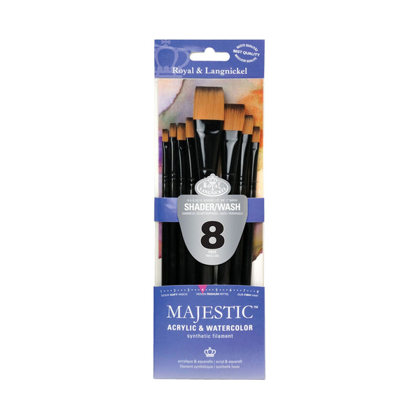royal and langnickel RMAJ-303 | Majestic™ Standard Handle 8pc Flat/Shader Brush Set
