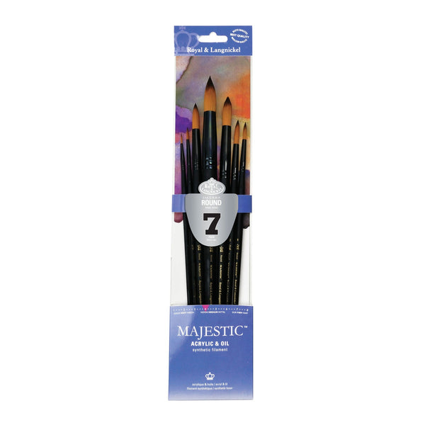royal and langnickel RMAJ-401 | Majestic™ 7pc Long Handle Acrylic & Oil Round Brush Set