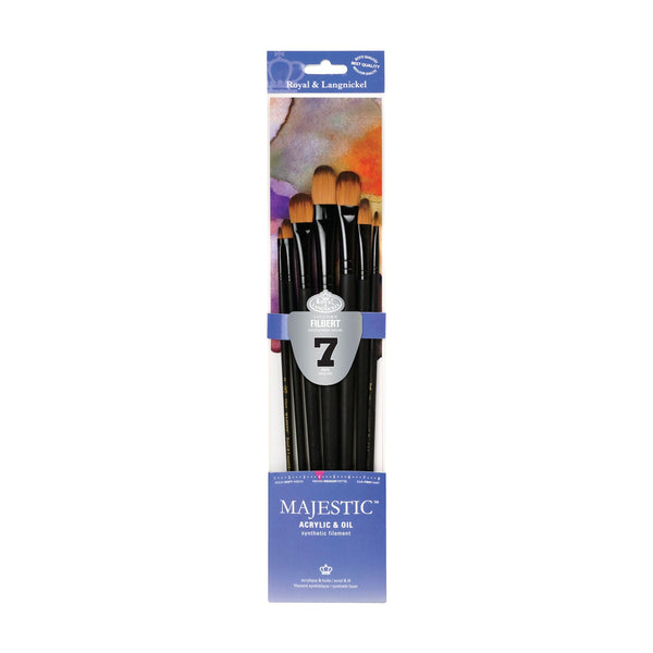 royal and langnickel RMAJ-403 | Majestic™ 7pc Long Handle Acrylic & Oil Filbert Brush Set