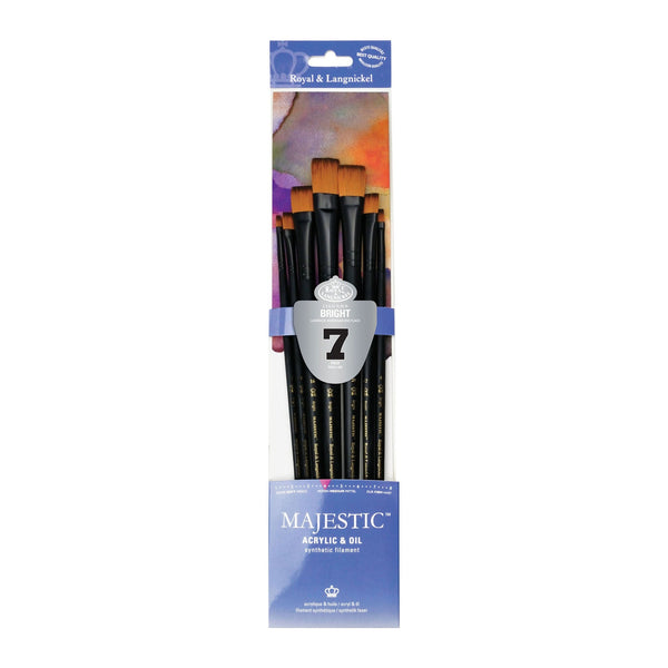 royal and langnickel RMAJ-405 | Majestic™ 7pc Long Handle Acrylic & Oil Bright Brush Set