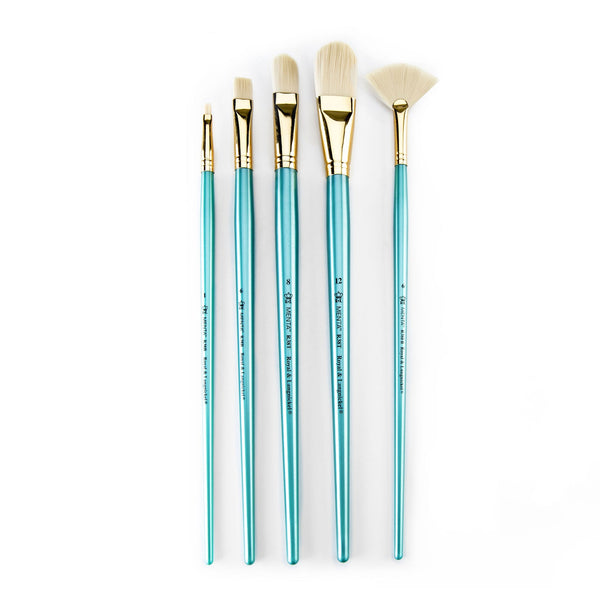 Royal And Langnickel RMEN-SET381 | Menta™ 5pc Synthetic White Bristle Variety Acrylic & Oil Brush Set 381