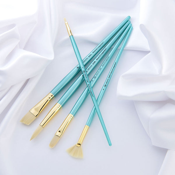 Royal And Langnickel RMEN-SET382 | Menta™ 5pc Synthetic White Bristle Variety Acrylic & Oil Brush Set 382