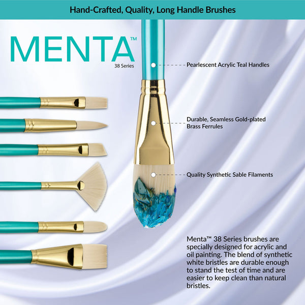 Royal And Langnickel RMEN-SET382 | Menta™ 5pc Synthetic White Bristle Variety Acrylic & Oil Brush Set 382