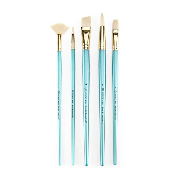 royal and langnickel RMEN-SET382 | Menta™ 5pc Synthetic White Bristle Variety Acrylic & Oil Brush Set 382