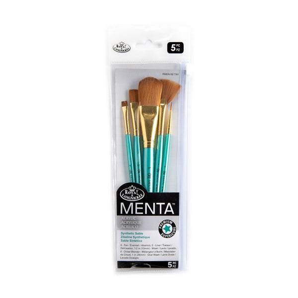 royal and langnickel RMEN-SET781 | Menta™ 5pc Synthetic Sable Variety Acrylic Brush Set 781