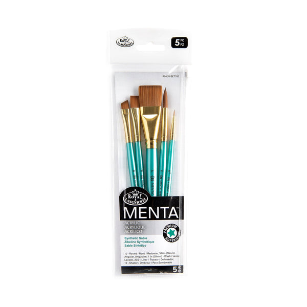 royal and langnickel RMEN-SET782 | Menta™ 5pc Synthetic Sable Variety Acrylic Brush Set 782