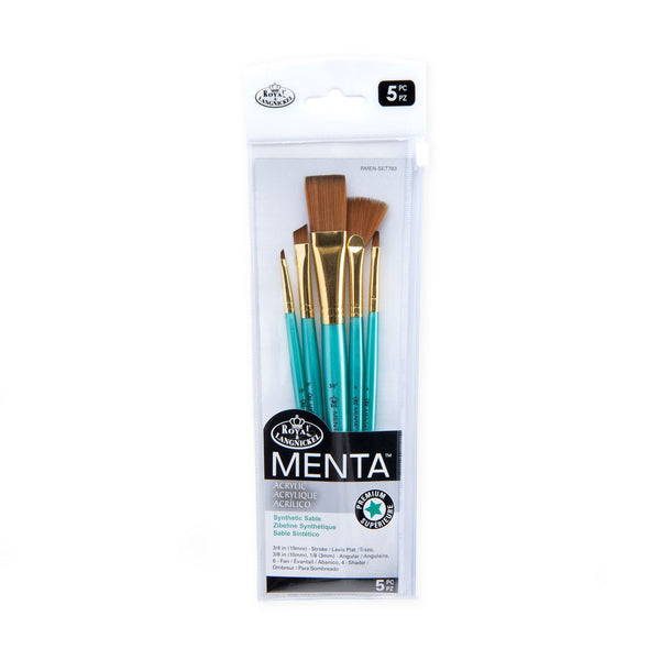 royal and langnickel RMEN-SET783 | Menta™ 5pc Synthetic Sable Variety Acrylic Brush Set 783