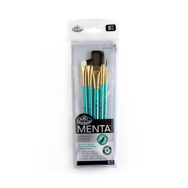 royal and langnickel RMEN-SET881 | Menta™ 5pc Synthetic Squirrel Variety Watercolor Brush Set 881