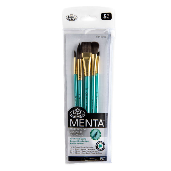 royal and langnickel RMEN-SET882 | Menta™ 5pc Synthetic Squirrel Variety Watercolor Brush Set 882