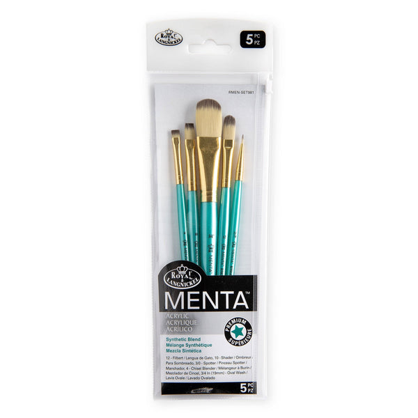 royal and langnickel RMEN-SET981 | Menta™ 5pc Synthetic Blend Variety Acrylic Brush Set 981