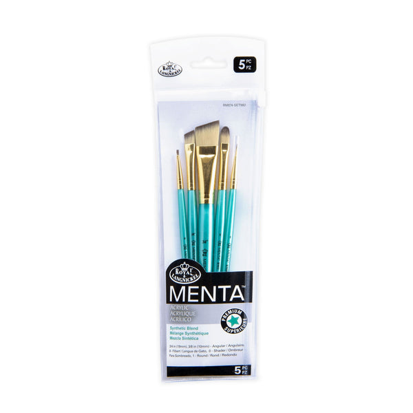 royal and langnickel RMEN-SET982 | Menta™ 5pc Synthetic Blend Variety Acrylic Brush Set 982