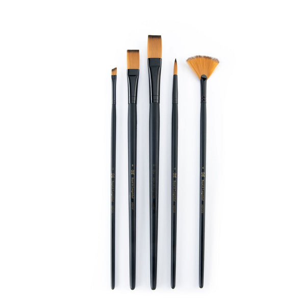 Royal And Langnickel RSET-4304 | Essentials™ 5pc Gold Taklon Variety Brush Set 4304