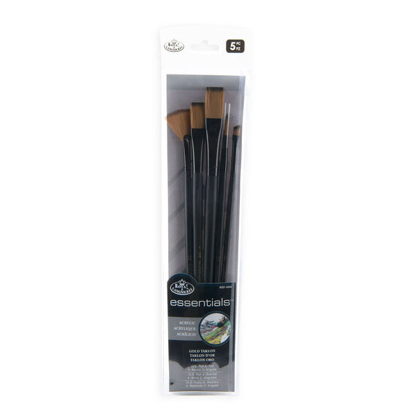 royal and langnickel RSET-4304 | Essentials™ 5pc Gold Taklon Variety Brush Set 4304
