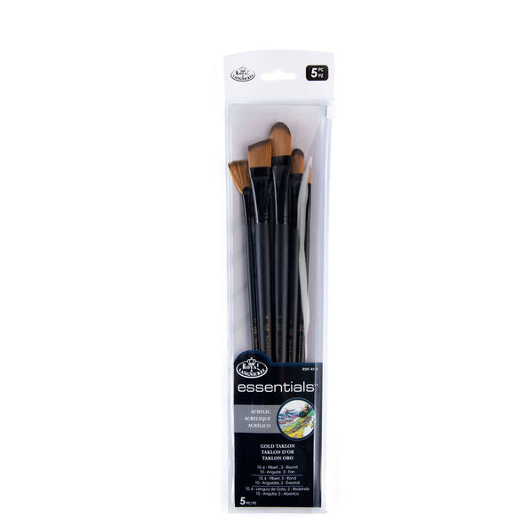 royal and langnickel RSET-4310 | Essentials™ 5pc Gold Taklon Variety Brush Set 4310