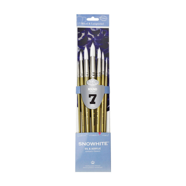 royal and langnickel RSET-4500 | Snowhite™ 7pc Oil & Acrylic Round Brush Set