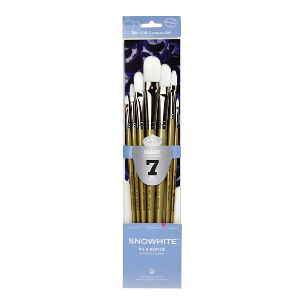 royal and langnickel RSET-4520 | Snowhite™ 7pc Oil & Acrylic Filbert Brush Set