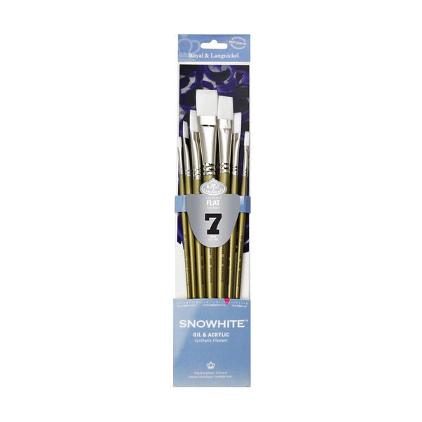 royal and langnickel RSET-4590 | Snowhite™ 7pc Oil & Acrylic Flat Brush Set