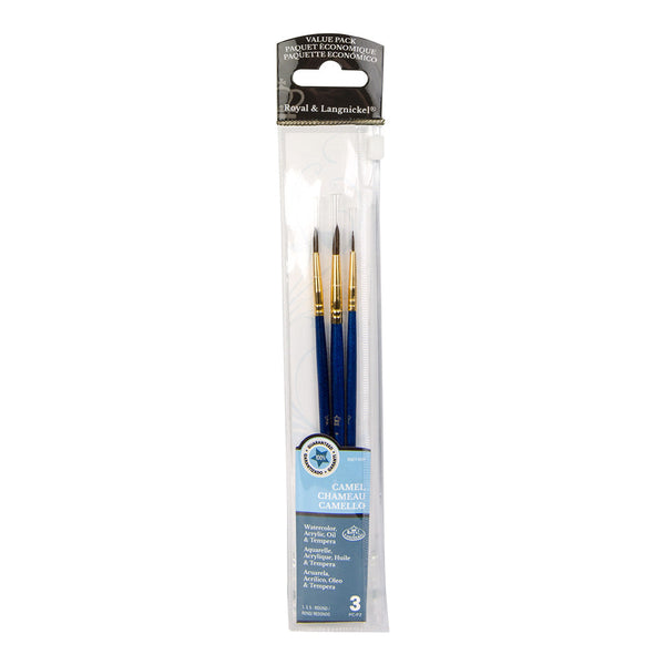 royal and langnickel RSET-9101 | 3pc Camel Hair Round Brush Set