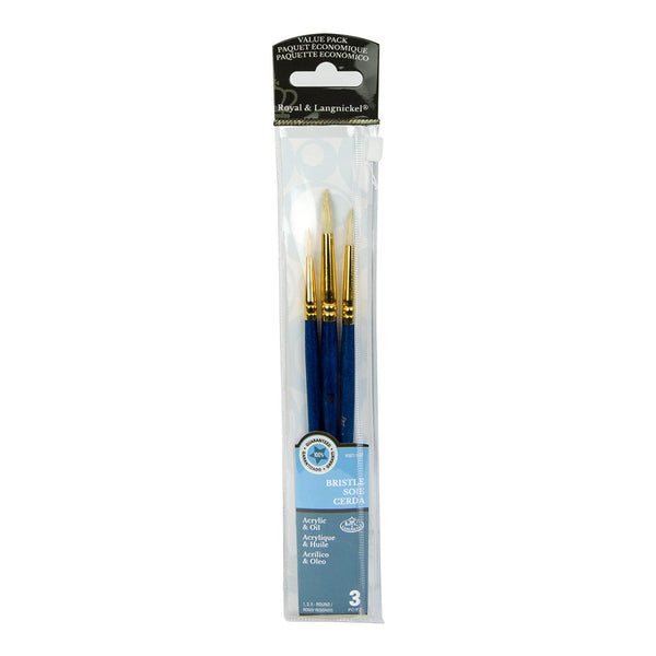 royal and langnickel RSET-9107 | 3pc Bristle Hair Round Brush Set