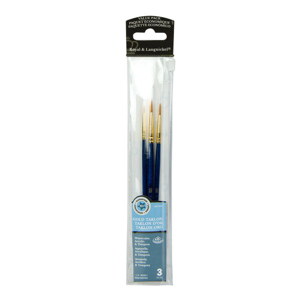 royal and langnickel RSET-9108 | 3pc Golden Taklon Round Brush Set