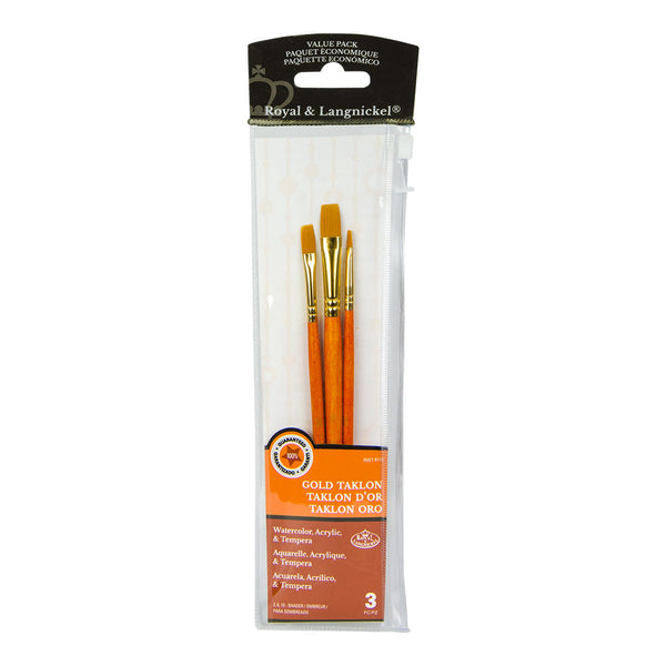 royal and langnickel RSET-9110 | 3pc Golden Taklon Shader Brush Set