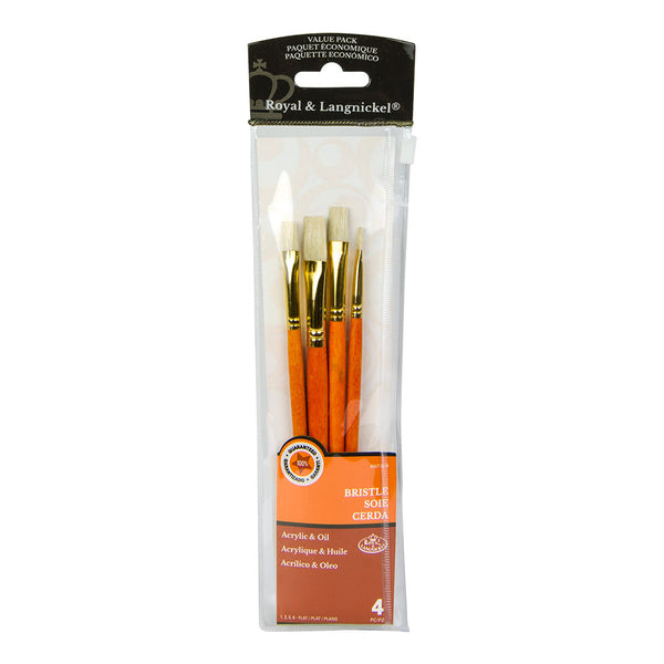 royal and langnickel RSET-9118 | 4pc Bristle Flat Brush Set