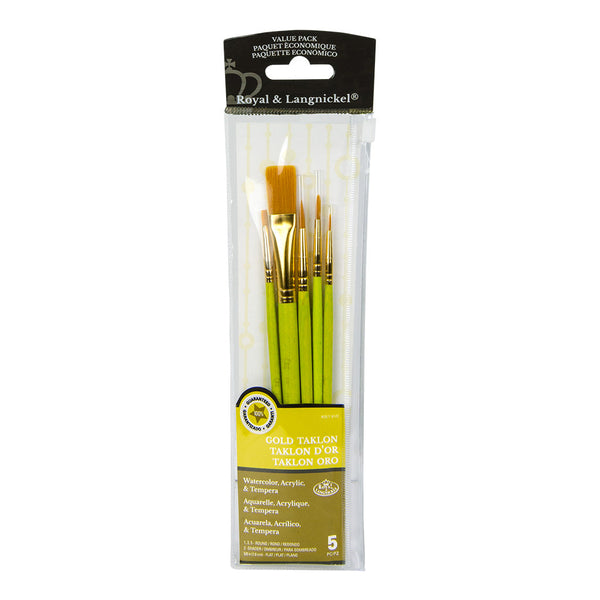 royal and langnickel RSET-9122 | 5pc Golden Taklon Variety Brush Set