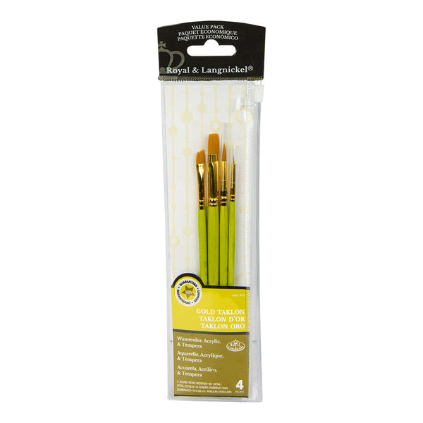 royal and langnickel RSET-9123 | 4pc Golden Taklon Variety Brush Set