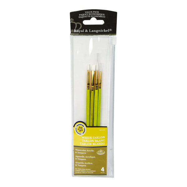 royal and langnickel RSET-9124 | 4pc White Taklon Variety Brush Set