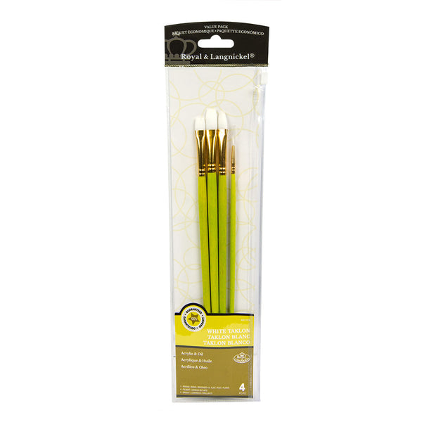 royal and langnickel RSET-9128 | 4pc White Taklon Variety Brush Set