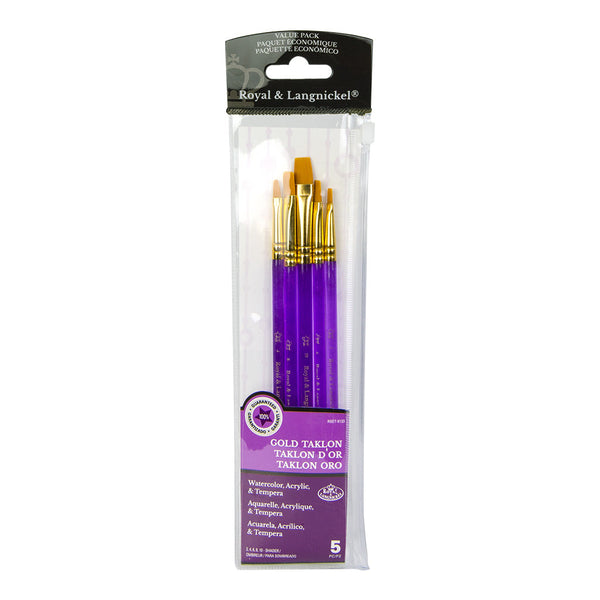 royal and langnickel RSET-9133 | 5pc Golden Taklon Shader Brush Set