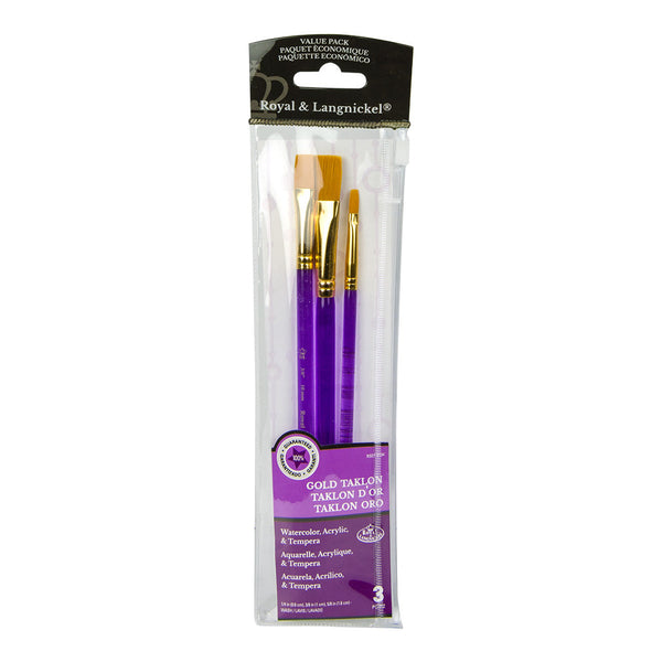 royal and langnickel RSET-9134 | 3pc Golden Taklon Wash Brush Set