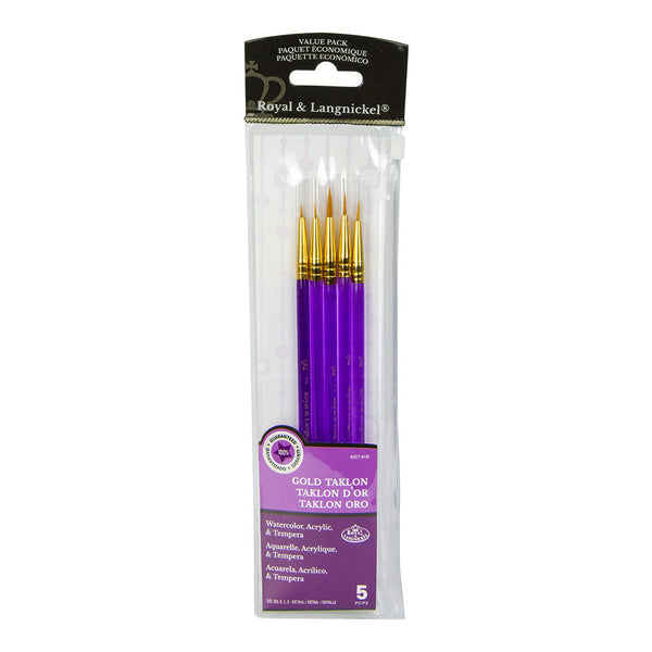 royal and langnickel RSET-9135 | 5pc Golden Taklon Detail Brush Set