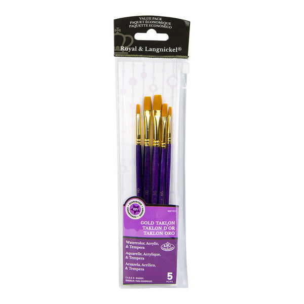 royal and langnickel RSET-9137 | 5pc Golden Taklon Shader Brush Set