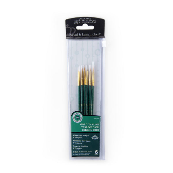 royal and langnickel RSET-9139 | 6pc Golden Taklon Variety Brush Set