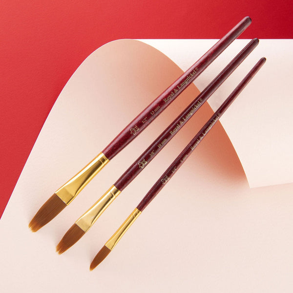 Royal And Langnickel RSET-9140 | 3pc Golden Taklon Filbert Comb™ Brush Set