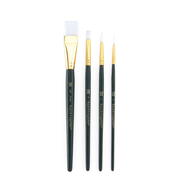 Royal And Langnickel RSET-9142 | 4pc White Taklon Variety Brush Set