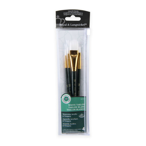 royal and langnickel RSET-9142 | 4pc White Taklon Variety Brush Set
