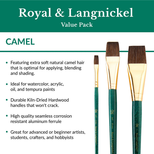 Royal And Langnickel RSET-9143 | 3pc Camel Hair Wash Brush Set
