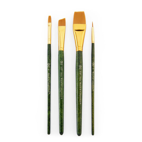 Royal And Langnickel RSET-9144 | 4pc Golden Taklon Variety Brush Set